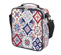 Mexpekil Ethnic Mexican Moroccan Tile Pattern Kids Lunch Bag Boys Girls, Square Thermal Insulated Lunch Box, Reusable Cooler Tote for School Picnic Travel