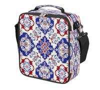 Mexpekil Ethnic Mexican Moroccan Tile Print Kids Lunch Bag Boys Girls, Square Thermal Insulated Lunch Box, Reusable Cooler Tote for School Picnic Travel