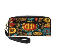 Mexpekil Ethnic Pattern Pencil Case African Print Travel Makeup Pouch Pen Bag Holder Purse Leather Cosmetic Makeup Brush Bag Stationery Box for Kids Girls Boy School Office Supplies