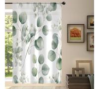Mexpekil Eucalyptus Leaves Leaf Voile Curtains 78 Drop, Semi Sheer Curtains for Living Room Bedroom Home Kitchen, 55 inches Wide, 1 Panel