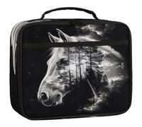 Mexpekil Exposure Horse Head Forest Sky Kids Lunch Bag, Insulated Lunch Box for Boys Girls, Leakproof Thermal Lunch Tote Cooler Bag for School Work