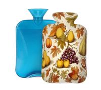 Mexpekil Fall Autumn Pear Maple Hot Water Bottle with Cover, 2L PVC Hot Water Bag for Pain Relief, Feet, Back, Warmth