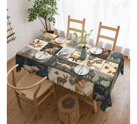Mexpekil Fall Leaf Plaid Animal Table Cloth 137x183cm Wipeable Tablecloth Waterproof Stain Resistant Table Protector Decoration Rectangular Table Cover for Indoor Outdoor