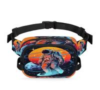 Mexpekil Fanny Pack, Astronaut Waving in The Universe Patriotism Two Way Zipper Belt Bag Water Repellent Waist Packs Crossbody Bags with Adjustable Strap