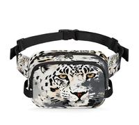 Mexpekil Fanny Pack, Black and White Cheetah Ink Painting Two Way Zipper Belt Bag Water Repellent Waist Packs Crossbody Bags with Adjustable Strap
