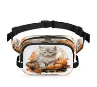 Mexpekil Fanny Pack, Black Cat Pumpkin with Dead Leaves Fall Two Way Zipper Belt Bag Water Repellent Waist Packs Crossbody Bags with Adjustable Strap