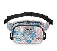 Mexpekil Fanny Pack, Blue Owl Watercolor Two Way Zipper Belt Bag Water Repellent Waist Packs Crossbody Bags with Adjustable Strap