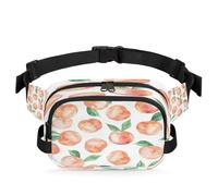 Mexpekil Fanny Pack, Brightly Colored Peaches White Background Two Way Zipper Belt Bag Water Repellent Waist Packs Crossbody Bags with Adjustable Strap