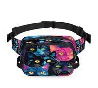 Mexpekil Fanny Pack, Cat Looking into The Distance Romantic Two Way Zipper Belt Bag Water Repellent Waist Packs Crossbody Bags with Adjustable Strap