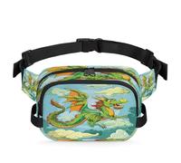 Mexpekil Fanny Pack, Chinese Flying Dragon Xiangyun Animal Theme Two Way Zipper Belt Bag Water Repellent Waist Packs Crossbody Bags with Adjustable Strap