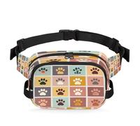 Mexpekil Fanny Pack, Colorful Dog Footprints Cartoon Two Way Zipper Belt Bag Water Repellent Waist Packs Crossbody Bags with Adjustable Strap