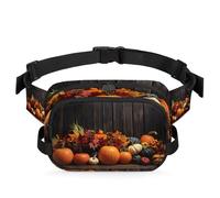 Mexpekil Fanny Pack, Colorful Pumpkins Fruit Board Harvest Autumn Two Way Zipper Belt Bag Water Repellent Waist Packs Crossbody Bags with Adjustable Strap