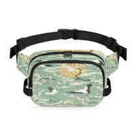 Mexpekil Fanny Pack, Cranes in The Treetops Chinese Style Two Way Zipper Belt Bag Water Repellent Waist Packs Crossbody Bags with Adjustable Strap