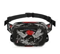 Mexpekil Fanny Pack, Cranes in The Waning Sun Chinese Style Watercolor Two Way Zipper Belt Bag Water Repellent Waist Packs Crossbody Bags with Adjustable Strap