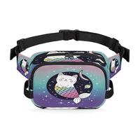 Mexpekil Fanny Pack, Cute Cat Mermaid Cartoon Two Way Zipper Belt Bag Water Repellent Waist Packs Crossbody Bags with Adjustable Strap