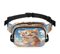 Mexpekil Fanny Pack, Cute Tiger Cartoon Art Print Animal Theme Two Way Zipper Belt Bag Water Repellent Waist Packs Crossbody Bags with Adjustable Strap