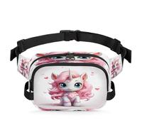Mexpekil Fanny Pack, Cute Unicorn Cartoon 3D Two Way Zipper Belt Bag Water Repellent Waist Packs Crossbody Bags with Adjustable Strap