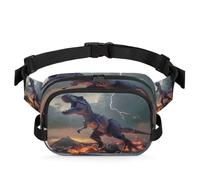 Mexpekil Fanny Pack, Dinosaurs in The Forest Animal Sci-Fi Themes Two Way Zipper Belt Bag Water Repellent Waist Packs Crossbody Bags with Adjustable Strap