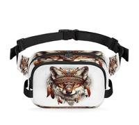 Mexpekil Fanny Pack, Dog Animal Bohemian Retro Steam Punk Tribal Two Way Zipper Belt Bag Water Repellent Waist Packs Crossbody Bags with Adjustable Strap