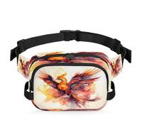 Mexpekil Fanny Pack, Fire Phoenix Reborn in Ink Painting Two Way Zipper Belt Bag Water Repellent Waist Packs Crossbody Bags with Adjustable Strap