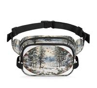 Mexpekil Fanny Pack, Frosty Serenity Two Way Zipper Belt Bag Water Repellent Waist Packs Crossbody Bags with Adjustable Strap