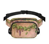Mexpekil Fanny Pack, Grapes Grapevine Green Leaves Two Way Zipper Belt Bag Water Repellent Waist Packs Crossbody Bags with Adjustable Strap