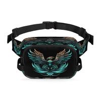 Mexpekil Fanny Pack, Green Black Phoenix Two Way Zipper Belt Bag Water Repellent Waist Packs Crossbody Bags with Adjustable Strap