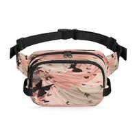 Mexpekil Fanny Pack, Green Butterfly with Crystal Clear Wings on The Water Two Way Zipper Belt Bag Water Repellent Waist Packs Crossbody Bags with Adjustable Strap