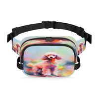 Mexpekil Fanny Pack, Large Teddy Dog Watercolor Oil Painting Dog Animal Two Way Zipper Belt Bag Water Repellent Waist Packs Crossbody Bags with Adjustable Strap