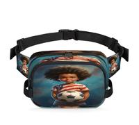 Mexpekil Fanny Pack, Little Boy Holding a Football Two Way Zipper Belt Bag Water Repellent Waist Packs Crossbody Bags with Adjustable Strap