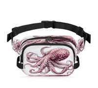 Mexpekil Fanny Pack, Octopus in Treasure Chest Two Way Zipper Belt Bag Water Repellent Waist Packs Crossbody Bags with Adjustable Strap
