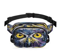 Mexpekil Fanny Pack, Owl Eyes Watercolor Two Way Zipper Belt Bag Water Repellent Waist Packs Crossbody Bags with Adjustable Strap