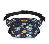 Mexpekil Fanny Pack, Panda Astronaut Planet Star Two Way Zipper Belt Bag Water Repellent Waist Packs Crossbody Bags with Adjustable Strap