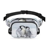 Mexpekil Fanny Pack, Penguin Snuggling in The Snow Two Way Zipper Belt Bag Water Repellent Waist Packs Crossbody Bags with Adjustable Strap