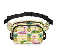 Mexpekil Fanny Pack, Pink Flamingo Pineapple Fresh Style Two Way Zipper Belt Bag Water Repellent Waist Packs Crossbody Bags with Adjustable Strap