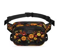 Mexpekil Fanny Pack, Pumpkin Corn Fruit Board Harvest Autumn Two Way Zipper Belt Bag Water Repellent Waist Packs Crossbody Bags with Adjustable Strap