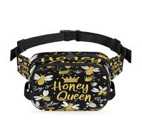 Mexpekil Fanny Pack, Queen Bee Yellow Bee Two Way Zipper Belt Bag Water Repellent Waist Packs Crossbody Bags with Adjustable Strap