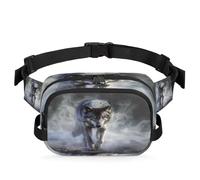 Mexpekil Fanny Pack, Wolf Walking from Far Away Realistic Two Way Zipper Belt Bag Water Repellent Waist Packs Crossbody Bags with Adjustable Strap
