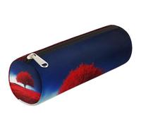 Mexpekil Fantasy Red Grassland Tree Pencil Case School Supplies Pouch Bag for Girls Boys Teenagers, Women Makeup Brush Bag