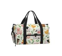 Mexpekil Farm Animals Leaf Gym Bag with Shoe Compartment Waterproof Duffel Bag Large Overnight Weekend Bags Travel Holdall for Women Men Teens