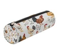 Mexpekil Farm Hen Chicks Floral Pattern Pencil Case for Girls Boys Stationery Pouch Organiser Small School Supply Bag for Students Office