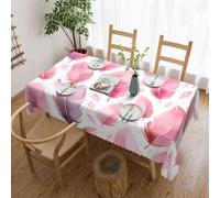 Mexpekil Feather Pink Table Cloth 137x183cm Wipeable Tablecloth Waterproof Stain Resistant Table Protector Decoration Rectangular Table Cover for Indoor Outdoor