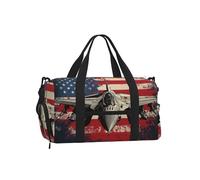 Mexpekil Fighter Jet America Gym Bag with Shoe Compartment Waterproof Duffel Bag Large Overnight Weekend Bags Travel Holdall for Women Men Teens