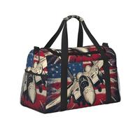 Mexpekil Fighter Jet American Flag Duffel Bag Large Carry On Hand Luggage Bags Waterproof Weekender Bags Foldable Tote Bag for Travel Sports Gym Dance