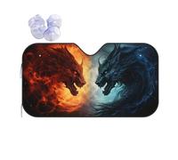 Mexpekil Fire Dragon Car Windscreen Sunshade 130x70cm Sun Visor for Cars Heat Protection Car Front Windshield Sunshade Foldable Sun Shield for SUV Van Truck