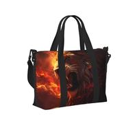 Mexpekil Fire Lion Travel Duffel Bag Waterproof Sports Gym Bag Large Weekend Overnight Bags for Women Men Foldable Carry On Luggage Tote Bags for Flight