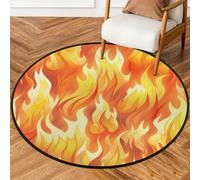 Mexpekil Fire Round Rugs for Living Room Washable Floor Mat with Non Slip Backing 92cm Diameter Circle Area Rug Modern Home Decor