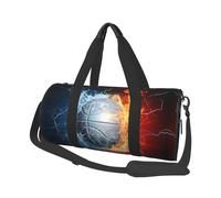 Mexpekil Fire Water Ball Foldable Gym Bag Carry On Travel Duffle Bags Waterproof Woman Men Hand Luggage Bag Large Weekend Overnight Bags for Sports Dance with Removable Strap