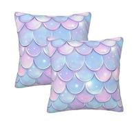 Mexpekil Fish Scale Rainbow Cushion Covers 50cm X 50cm 2 Pack Invisible Zipper Square Pillow Cases Decorative Pillow Covers Protectors for Sofa Bed Home Decor