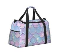 Mexpekil Fish Scale Rainbow Duffel Bag Large Carry On Hand Luggage Bags Waterproof Weekender Bags Foldable Tote Bag for Travel Sports Gym Dance